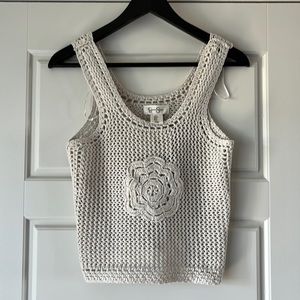 Jessica Simpson - cream crocheted flower sweater/top Sz S